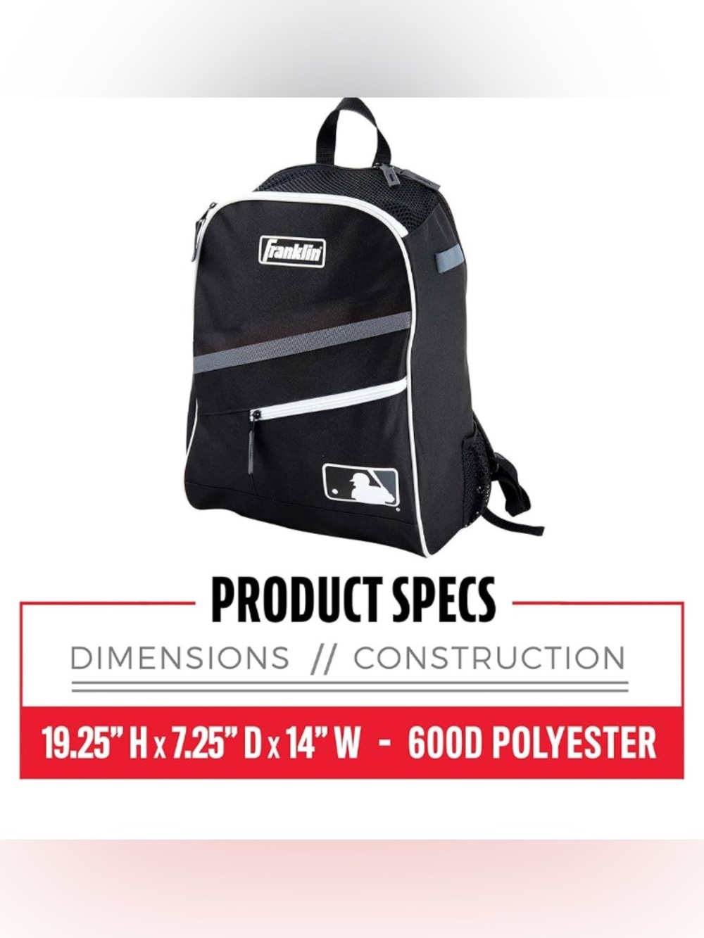 Franklin Black Baseball Backpack Batpack